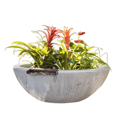 The Outdoor Plus Sedona Wood Grain Concrete Planter & Water Bowl