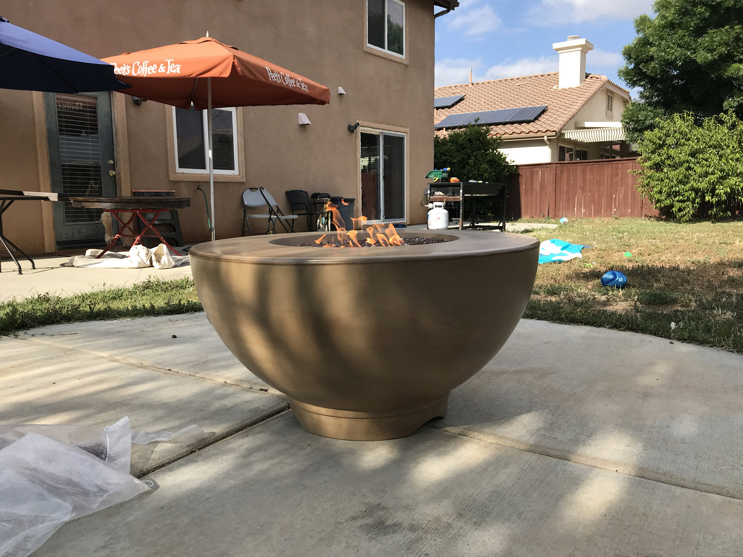 The Outdoor Plus Sienna Concrete Fire Pit - Free Cover