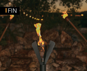 Fin Style Gas Tiki Torch / Manual Light - Free Cover