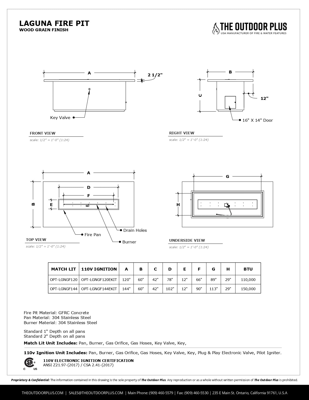 Wood fire table | Laguna Wood Grain Concrete Fire Table | American Fire Features