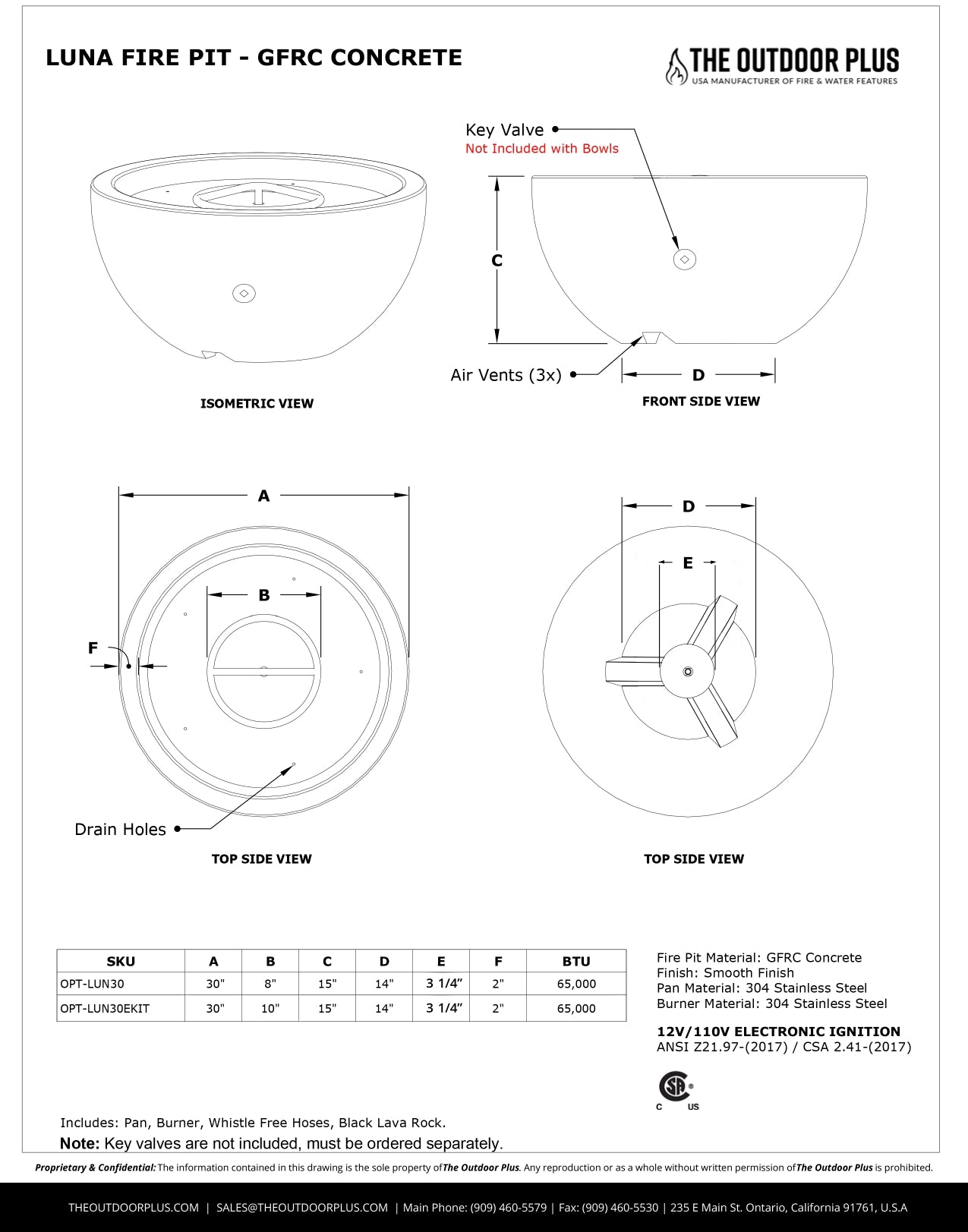 The Outdoor Plus Luna Concrete Fire Pit - Free Cover