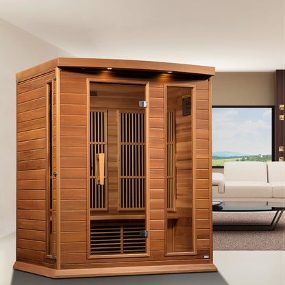 Maxxus 3-Person Low EMF (Under 8MG) FAR Infrared Sauna (Canadian Red Cedar)