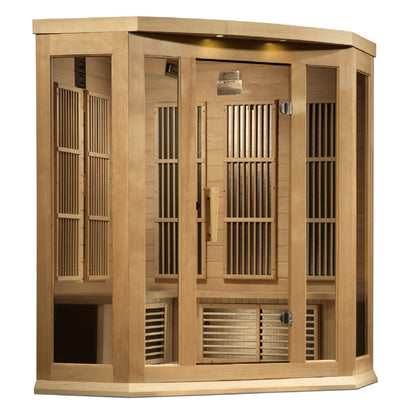 Maxxus 3-Person Corner Near Zero EMF (Under 2MG) FAR Infrared Sauna (Canadian Hemlock)