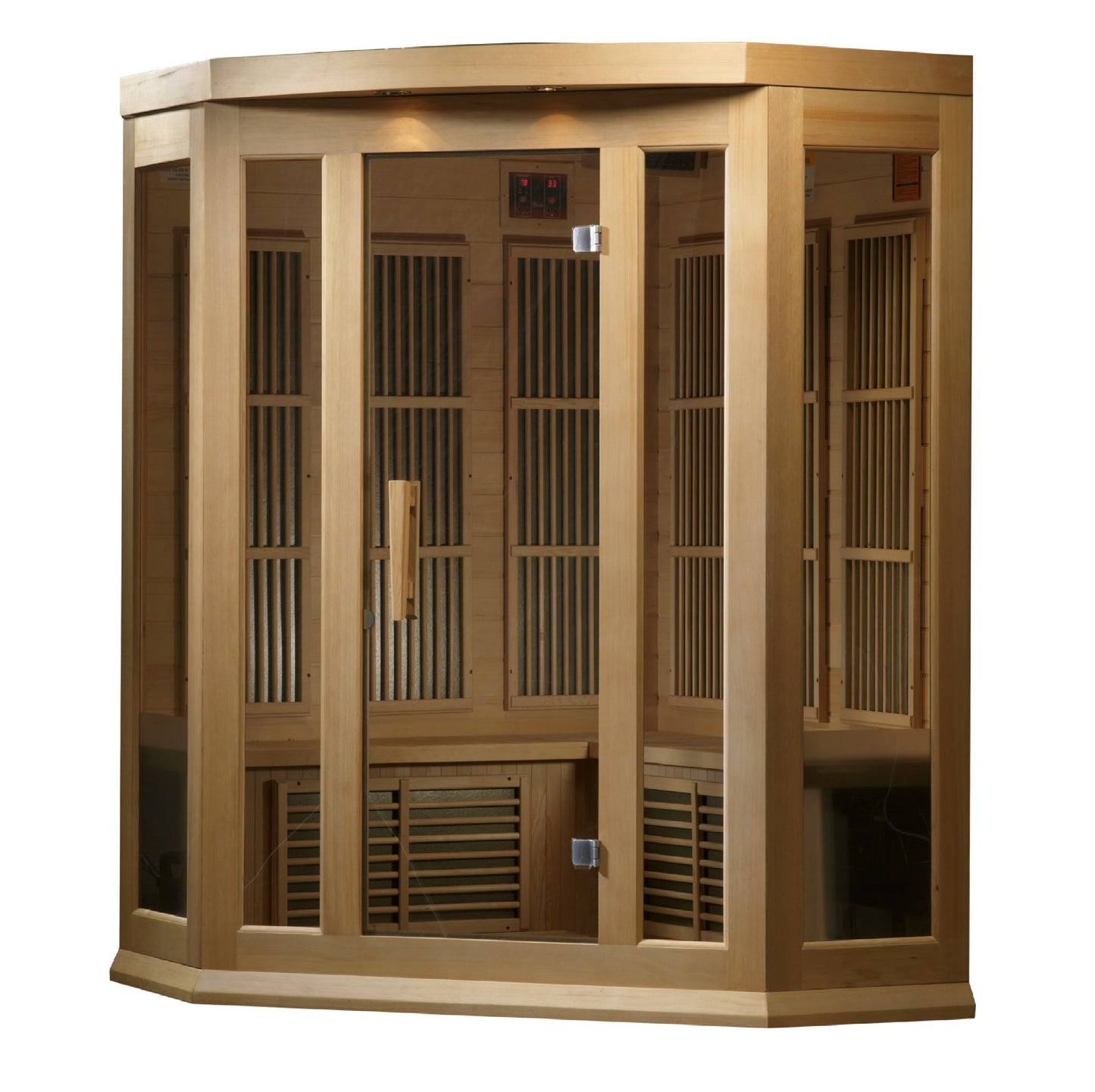 Maxxus 3-Person Corner Low EMF (Under 8MG) FAR Infrared Sauna (Canadian Hemlock) MX-K356-01