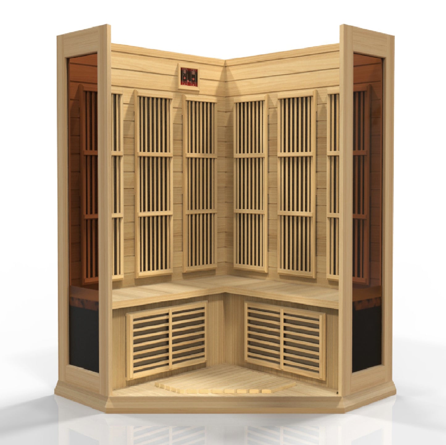 Maxxus 3-Person Corner Low EMF (Under 8MG) FAR Infrared Sauna (Canadian Hemlock) MX-K356-01