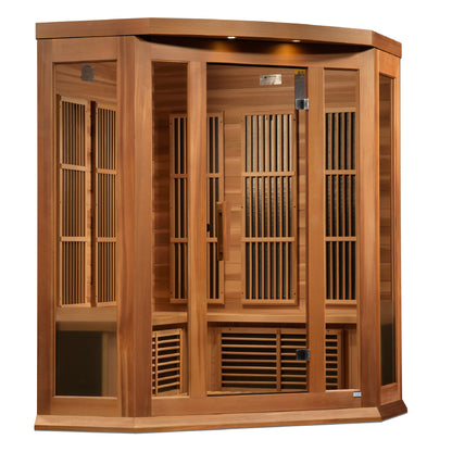 Maxxus 3-Person Corner Low EMF (Under 8MG) FAR Infrared Sauna (Canadian Red Cedar)