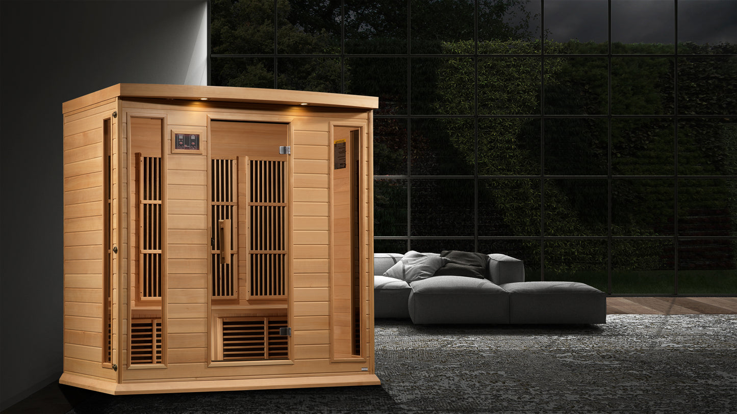 Maxxus 3-Person Corner Low EMF (Under 8MG) FAR Infrared Sauna (Canadian Hemlock) MX-J306-02S