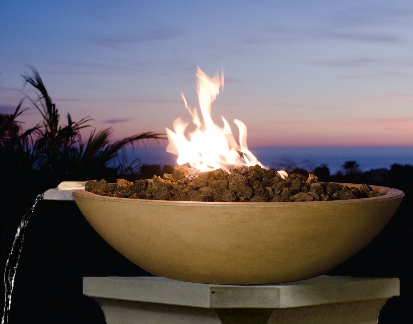 American Fyre Designs 40" Marseille Fire Bowl with Water Spout + Free Cover