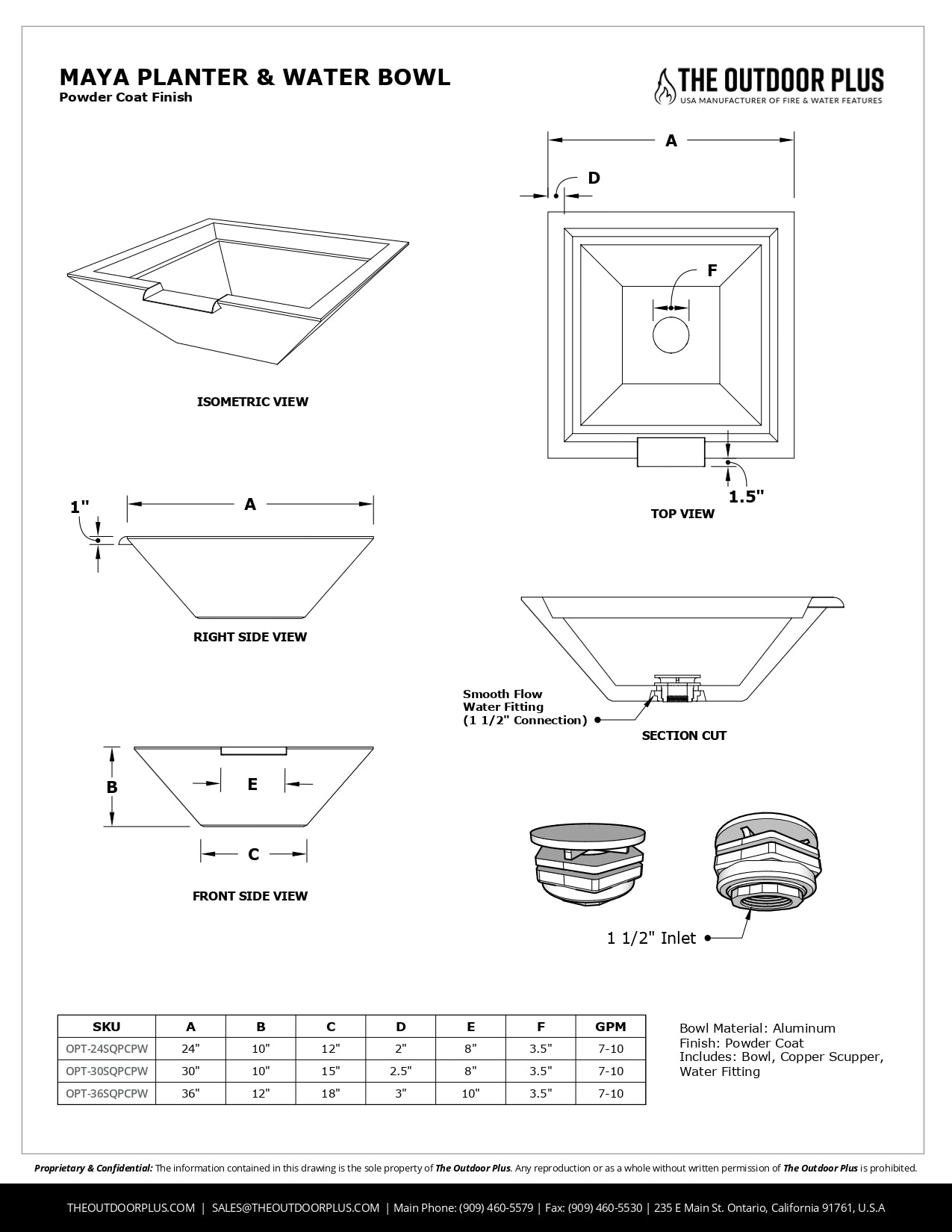 The Outdoor Plus Maya Powdercoated Steel Planter & Water Bowl