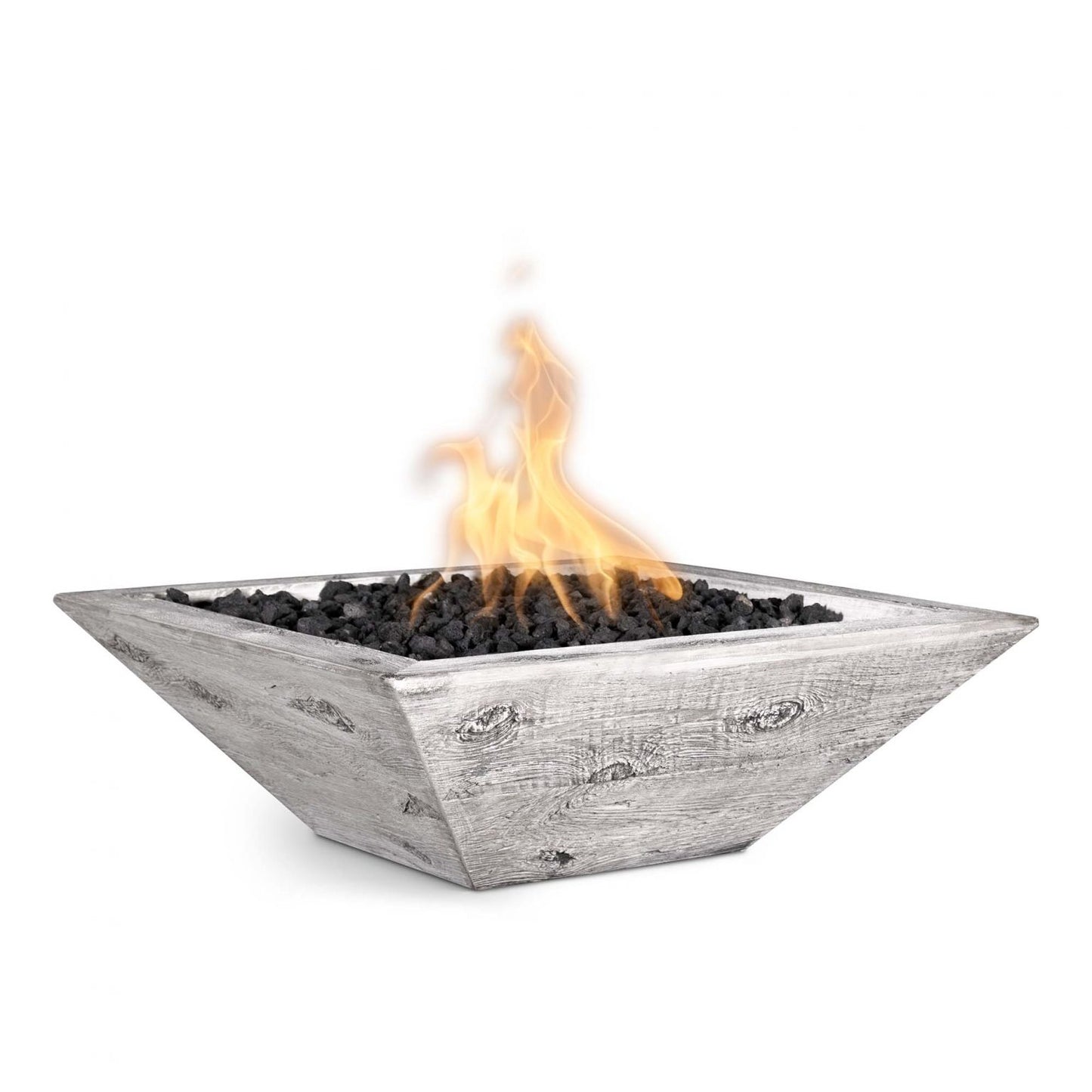The Outdoor Plus Maya Wood Grain Concrete Fire Bowl + Free Cover