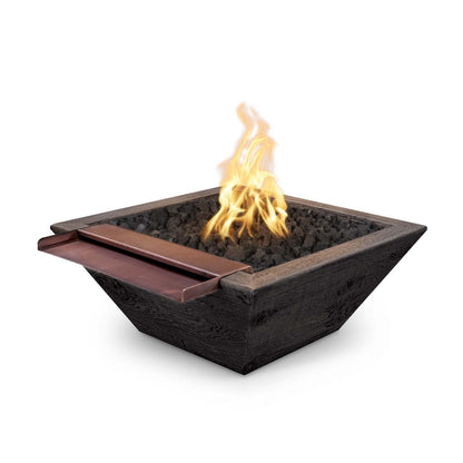 The Outdoor Plus Maya Wood Grain Concrete Fire & Water Bowl - Wide Spill + Free Cover