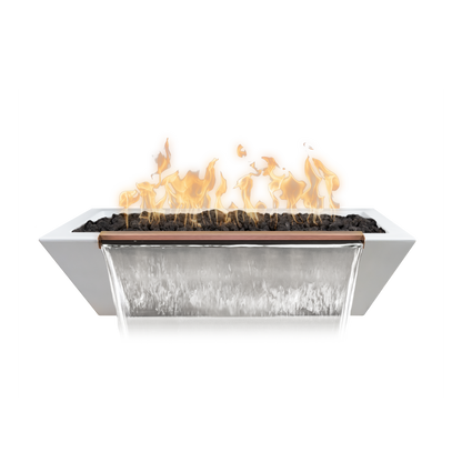 Linear Maya Concrete Fire & Water Bowl by The Outdoor Plus - Free Cover Included