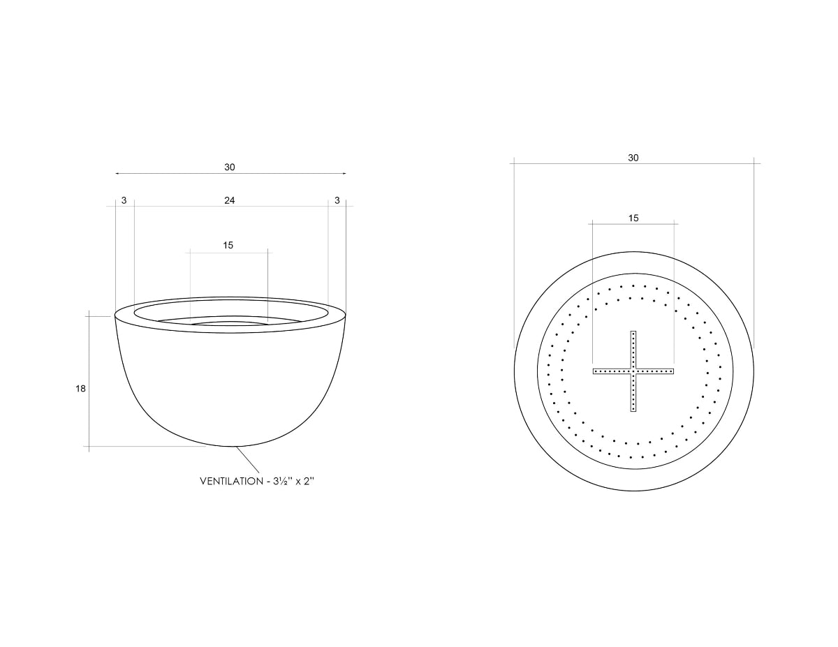 Fire Bowl 30" Moderno 3 by Prism Hardscapes - Free Cover Included