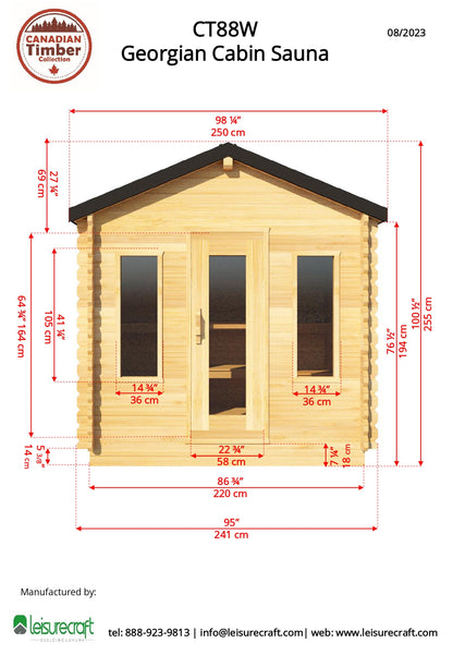 Dundalk Leisurecraft Georgian Cabin Sauna - 2-6 people - Wood Burning