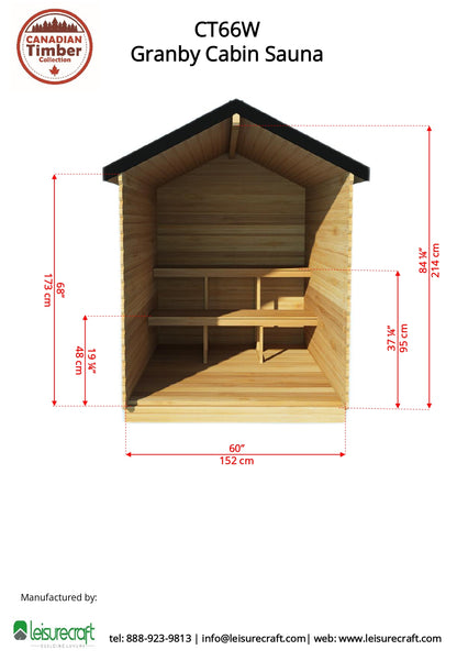 Dundalk Leisurecraft Granby Cabin Sauna (2-3 people) - Electric Heated