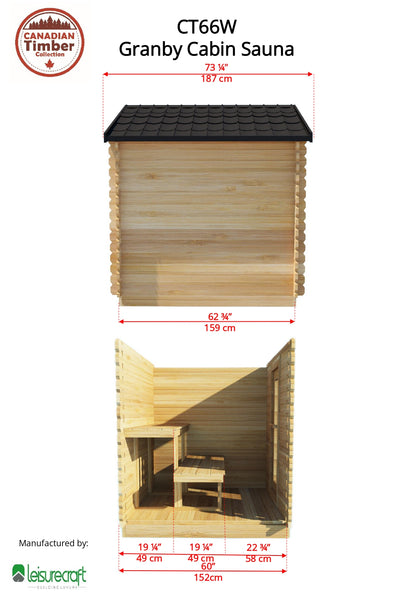 Dundalk Leisurecraft Granby Cabin Sauna (2-3 people) - Electric Heated