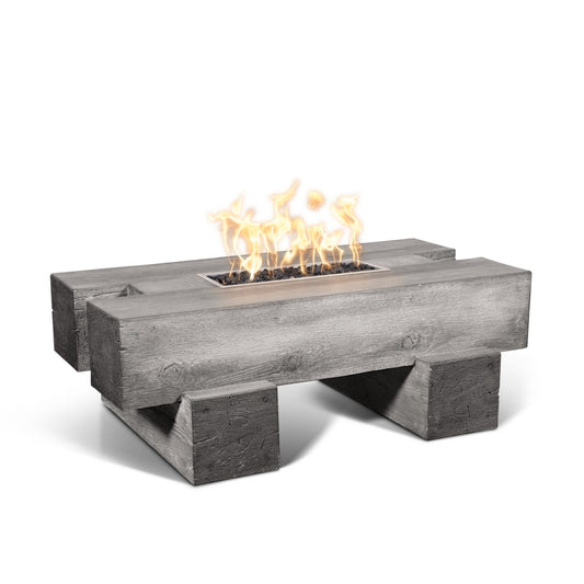 The Outdoor Plus Palo Wood Grain Concrete Fire Pit + Free Cover