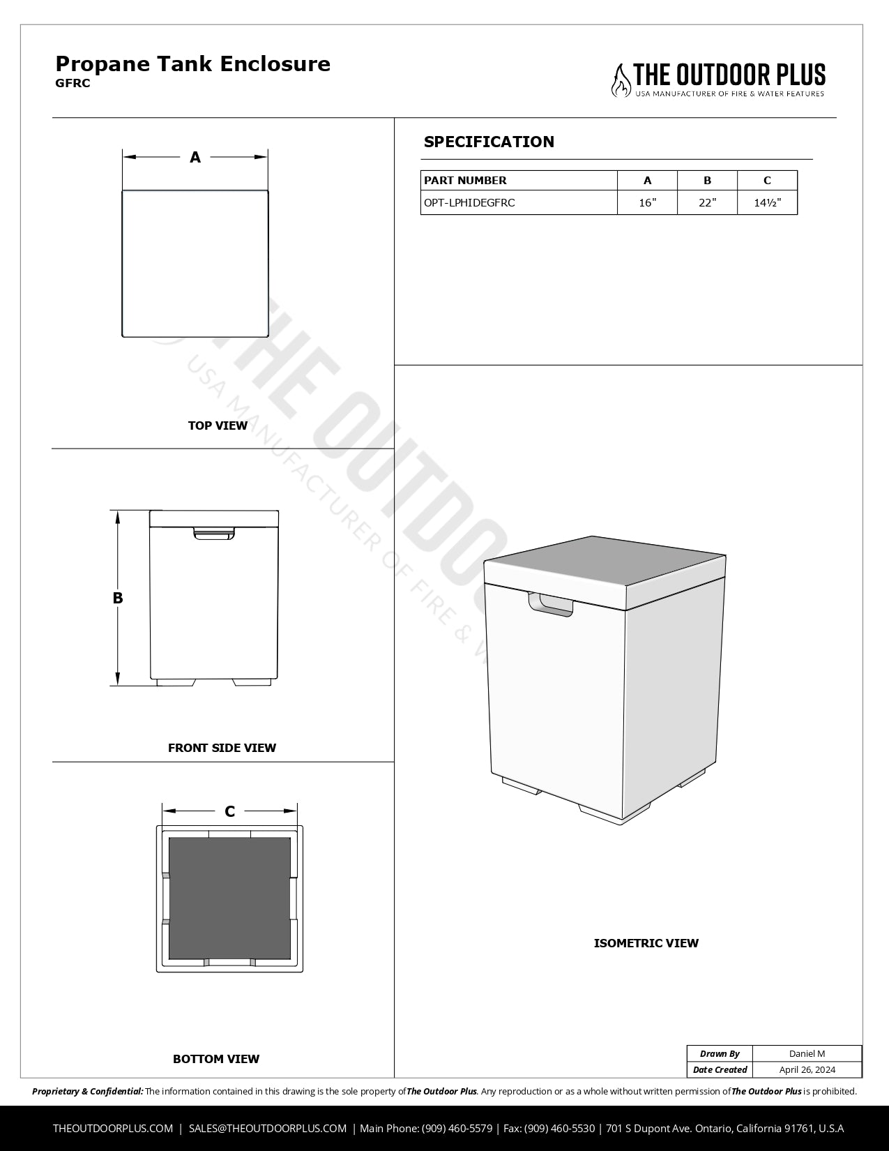 The Outdoor Plus Concrete Propane Tank Enclosure GFRC