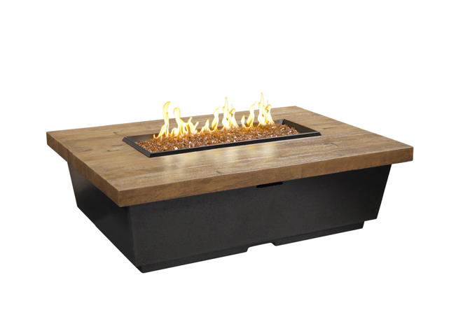 American Fyre Designs Reclaimed Wood Contempo Rectangle Firetable with Electronic Ignition + Free Cover