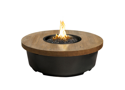 American Fyre Designs Reclaimed Wood Contempo Round Firetable + Free Cover