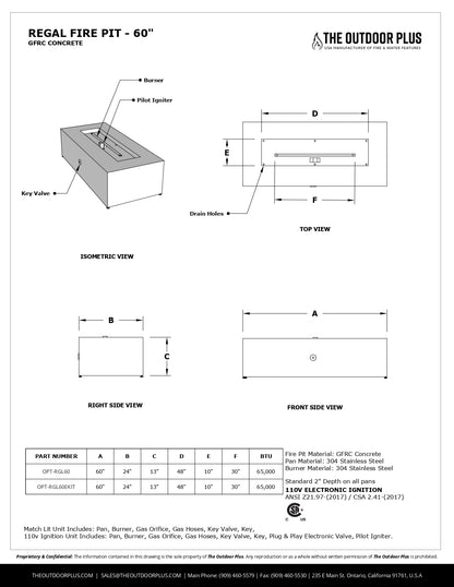 The Outdoor Plus Regal Concrete Fire Pit - Free Cover