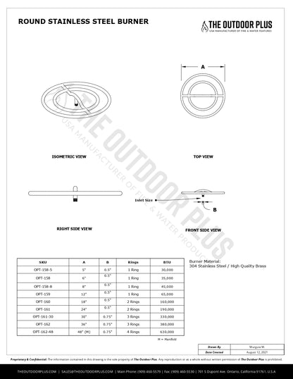 The Outdoor Plus - Round Stainless Steel Burner