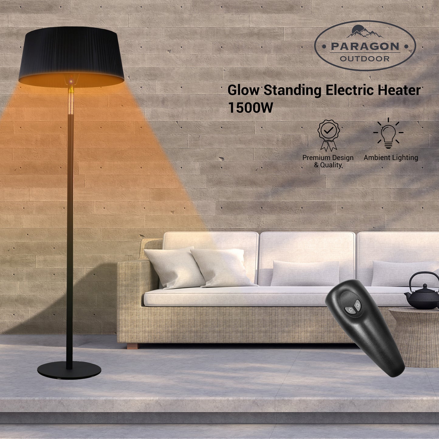 SOL GLOW Black Standing Electric Heater, 82.5”, 1500W