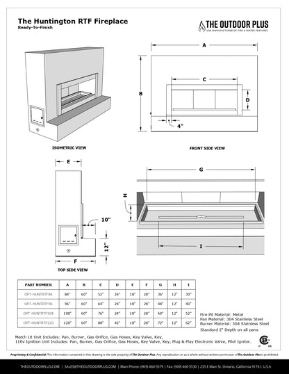 The Outdoor Plus The Huntington Outdoor Fireplace - RTF (Ready to Finish)