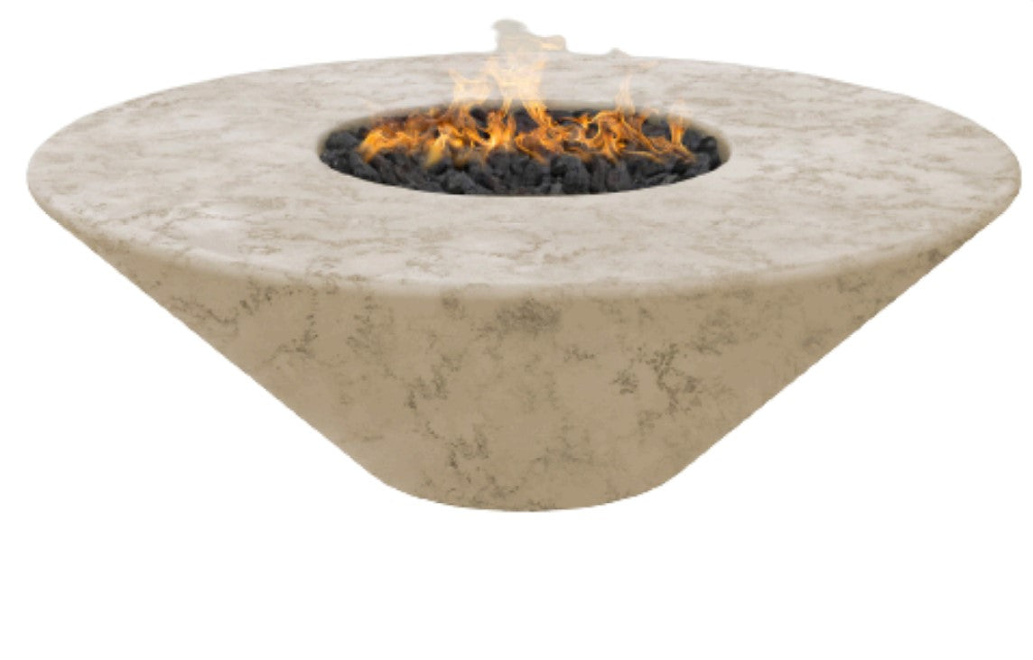 Oblique Round Fire Pit with Electronic Ignition GFRC 48" - Free Cover