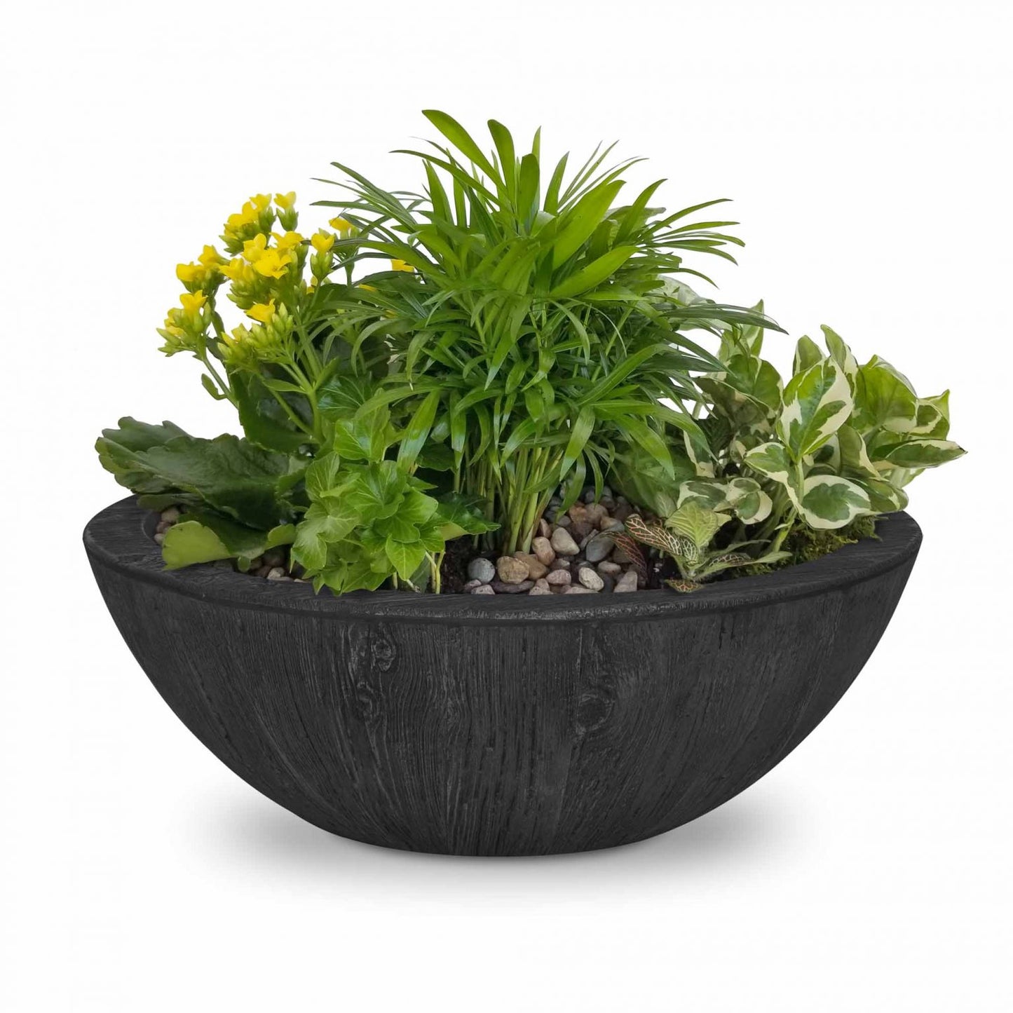 The Outdoor Plus Sedona Wood Grain Concrete Planter Bowl