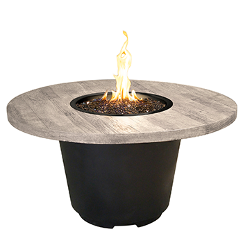 American Fyre Designs Reclaimed Wood Cosmopolitan Round Firetable with Electronic Ignition + Free Cover