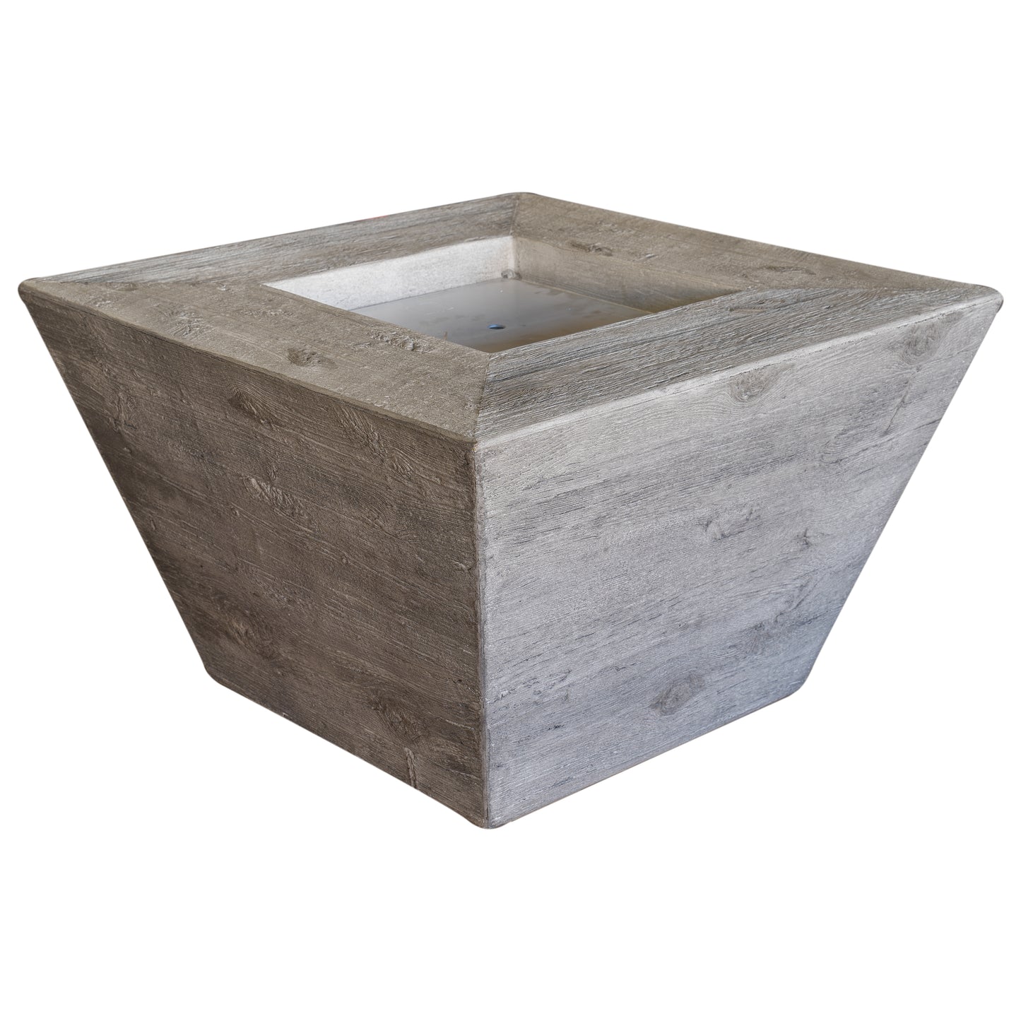 Plymouth Square Wood Grain Concrete Fire Pit by The Outdoor Plus - Free Cover Included