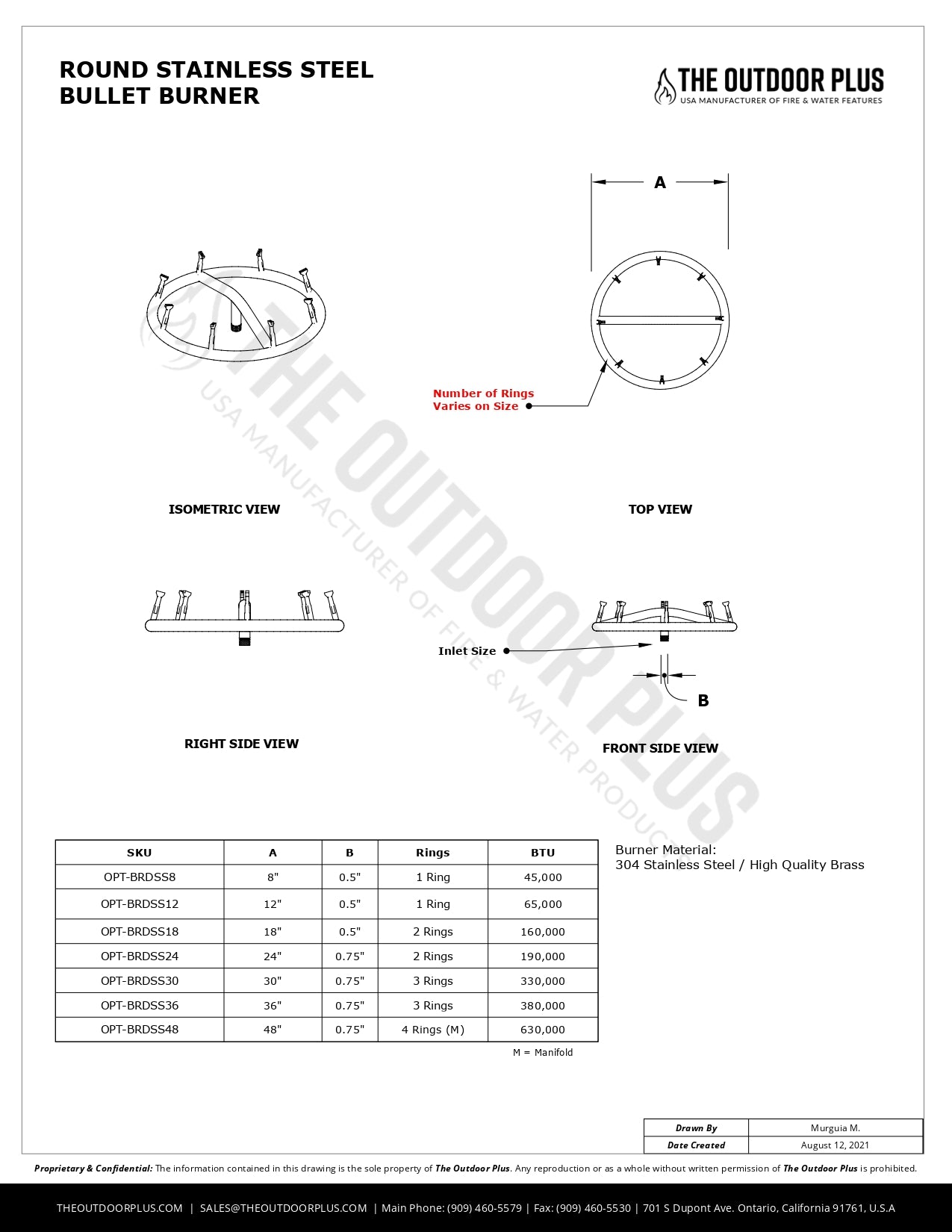 The Outdoor Plus - Stainless Steel Round Bullet Burner