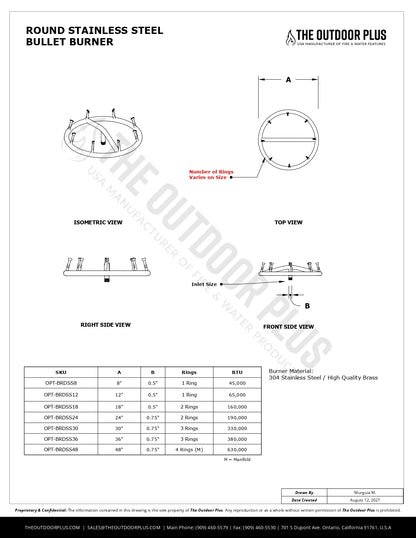 The Outdoor Plus - Stainless Steel Round Bullet Burner