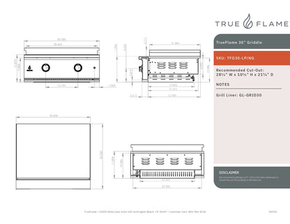 TrueFlame - Griddle Grill -  30"