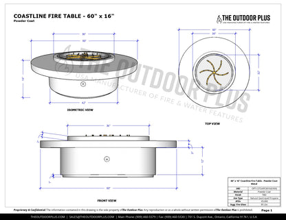 Coastline Fire Table by The Outdoor Plus - Free Cover Included