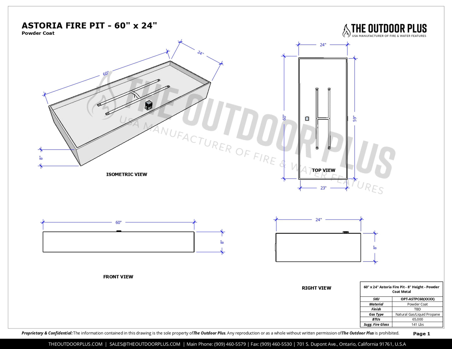 The Outdoor Plus The Astoria Metal Fire Pit + Free Cover