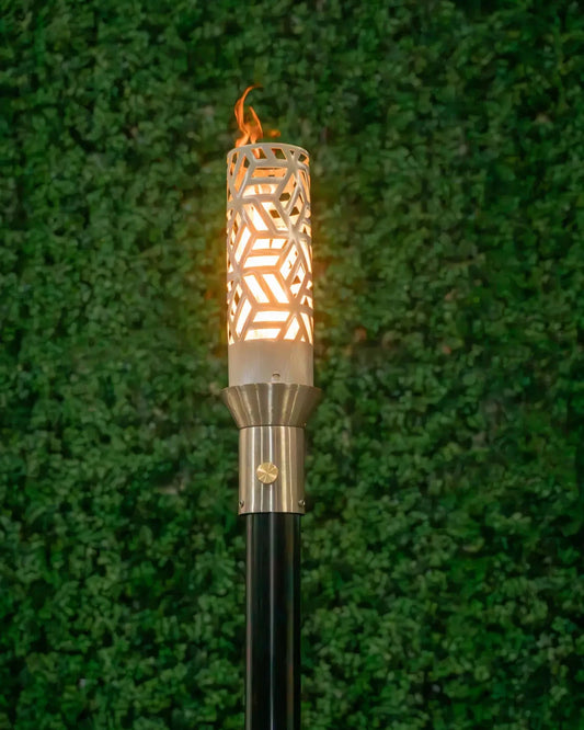 The Outdoor Plus Cubist Fire Torch / Stainless Steel - Free Cover