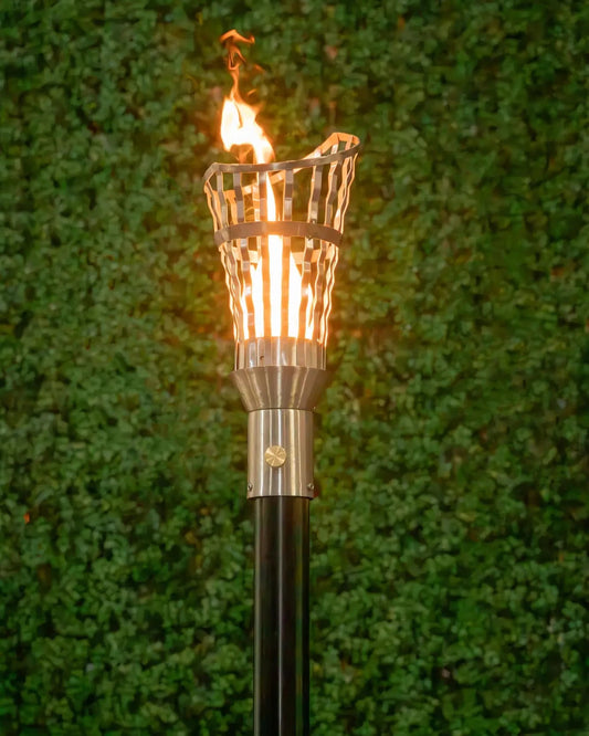 Roman Fire Torch / Stainless Steel by The Outdoor Plus - Free Cover Included