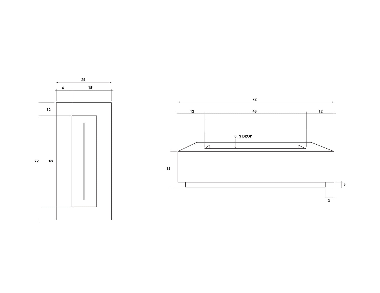 Prism Hardscapes Fire Table Tavola 72" Narrow - Free Cover