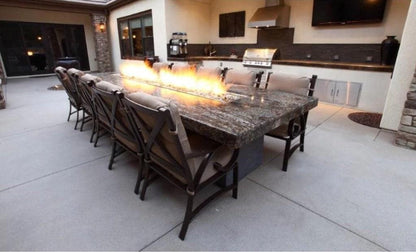 The Outdoor Plus Laguna Wood Grain Concrete Fire Table - Free Cover