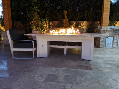 Alameda Wood Grain Concrete and Steel Fire Table by The Outdoor Plus - Free Cover Included