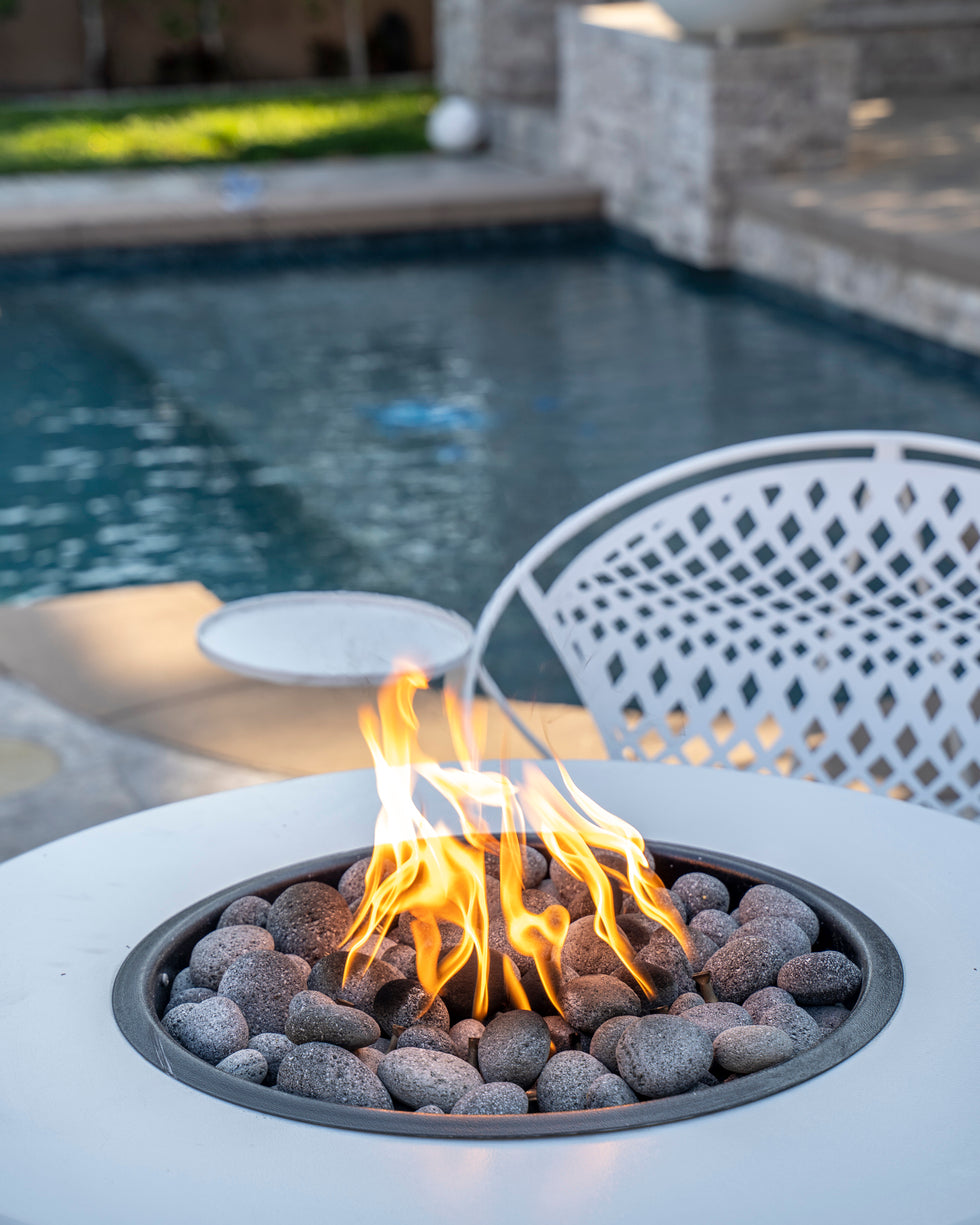 The Outdoor Plus Cesto Fire Pit - Metal Powder Coat - Black & White Collection