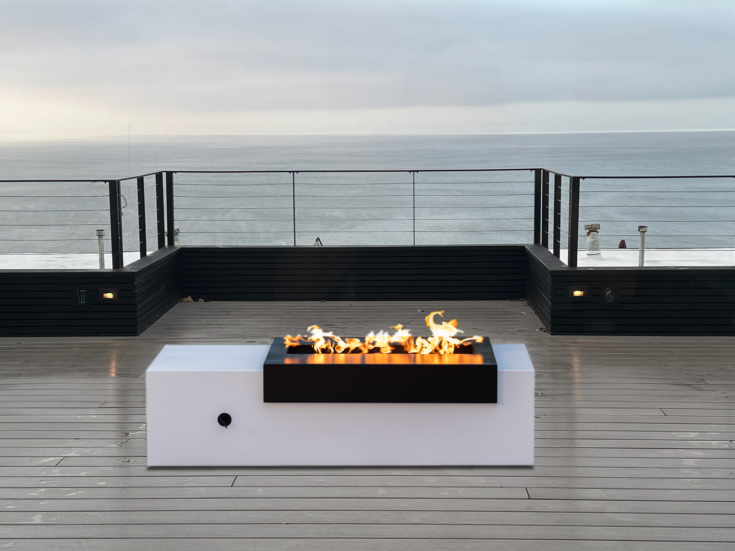 Moonstone Fire Pit  - Black & White Collection by The Outdoor Plus - Free Cover Included