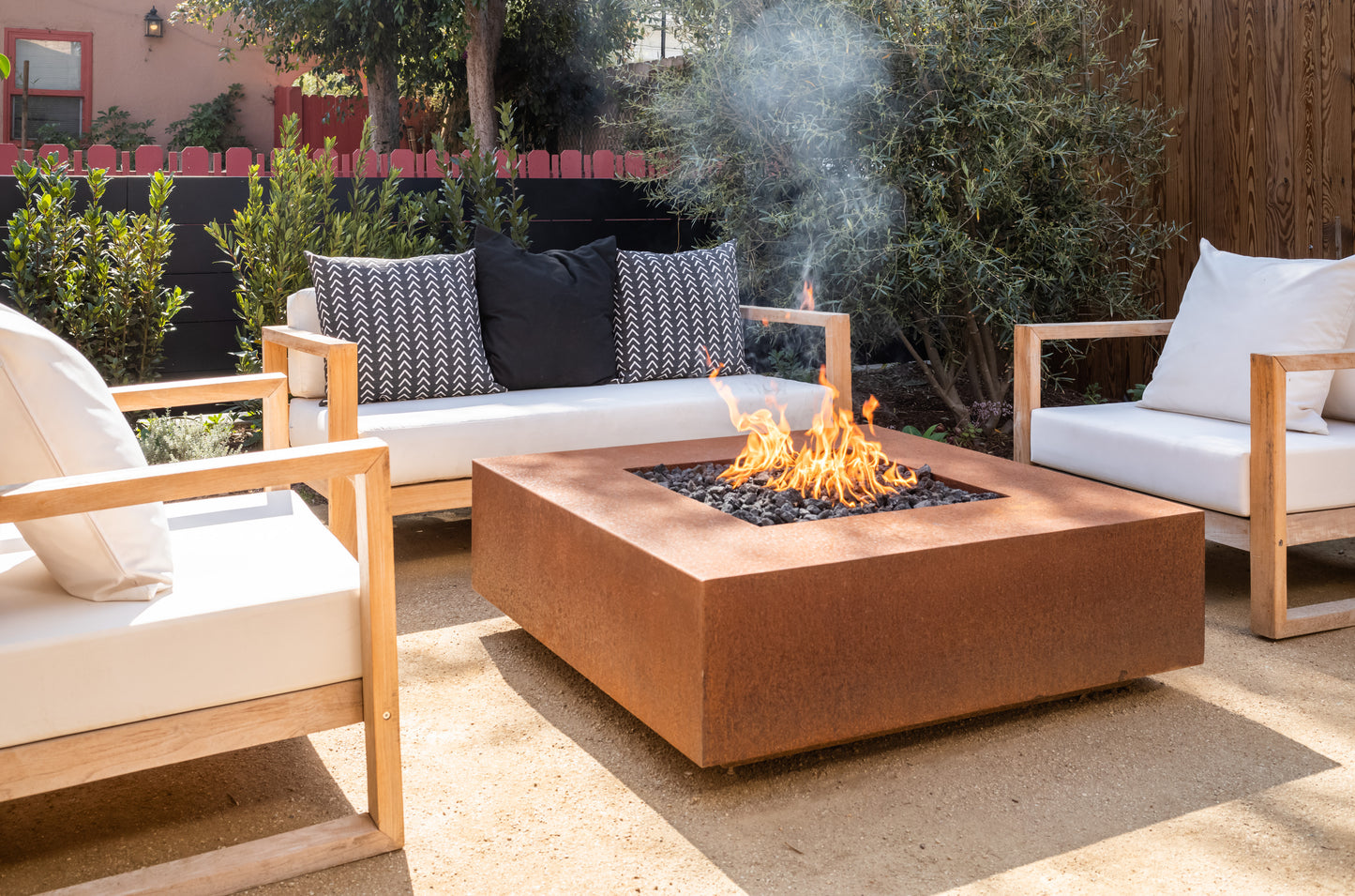 The Outdoor Plus Cabo Square Concrete Fire Pit - Free Cover