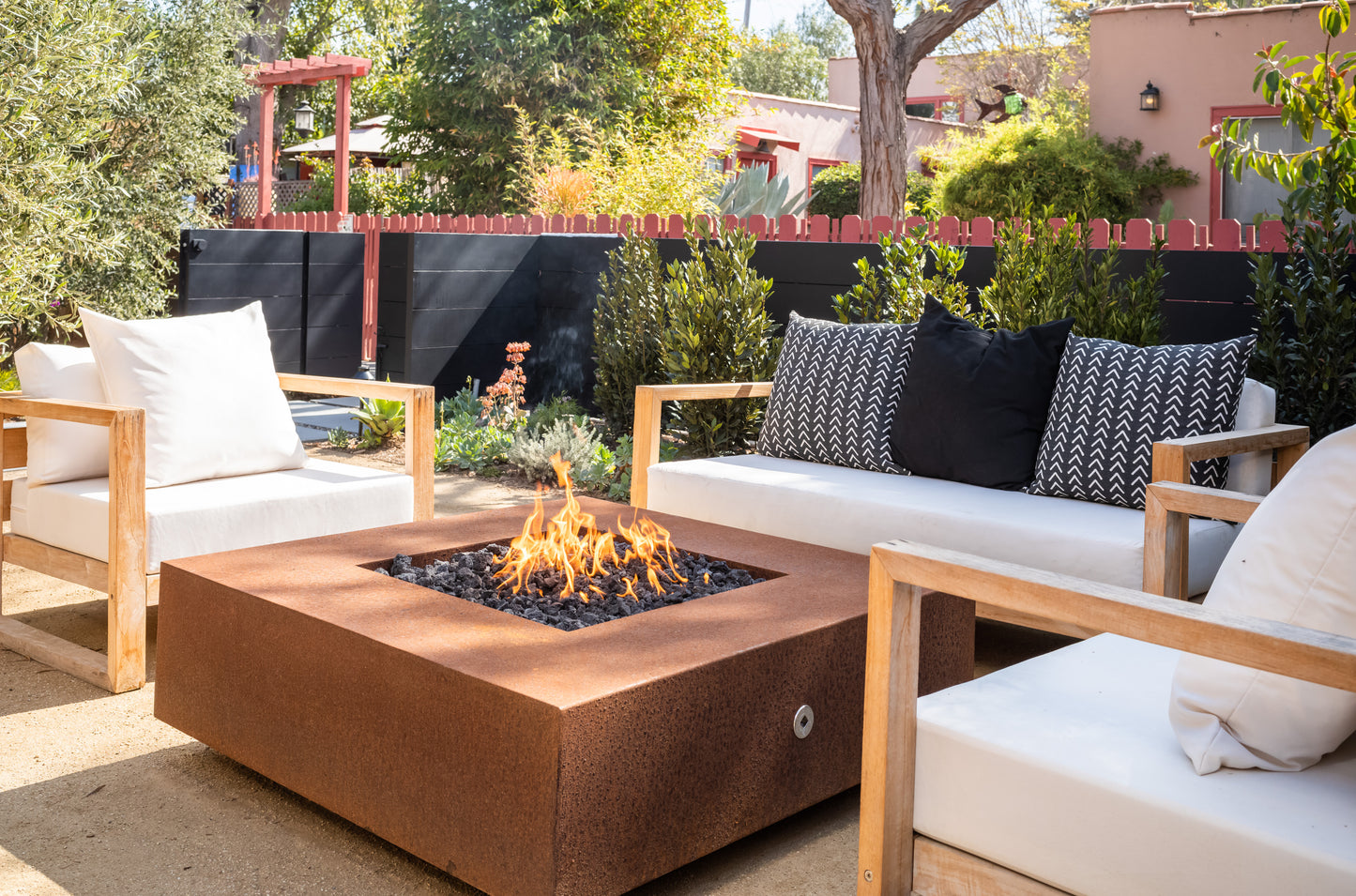 The Outdoor Plus Cabo Square Metal Fire Pit + Free Cover