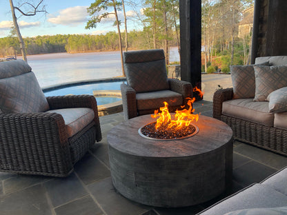 The Outdoor Plus Sequoia Wood Grain Concrete Fire Pit + Free Cover