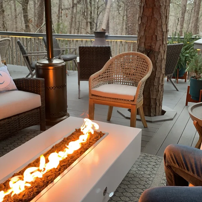 The Outdoor Plus Cabo Linear Concrete Fire Pit - Free Cover