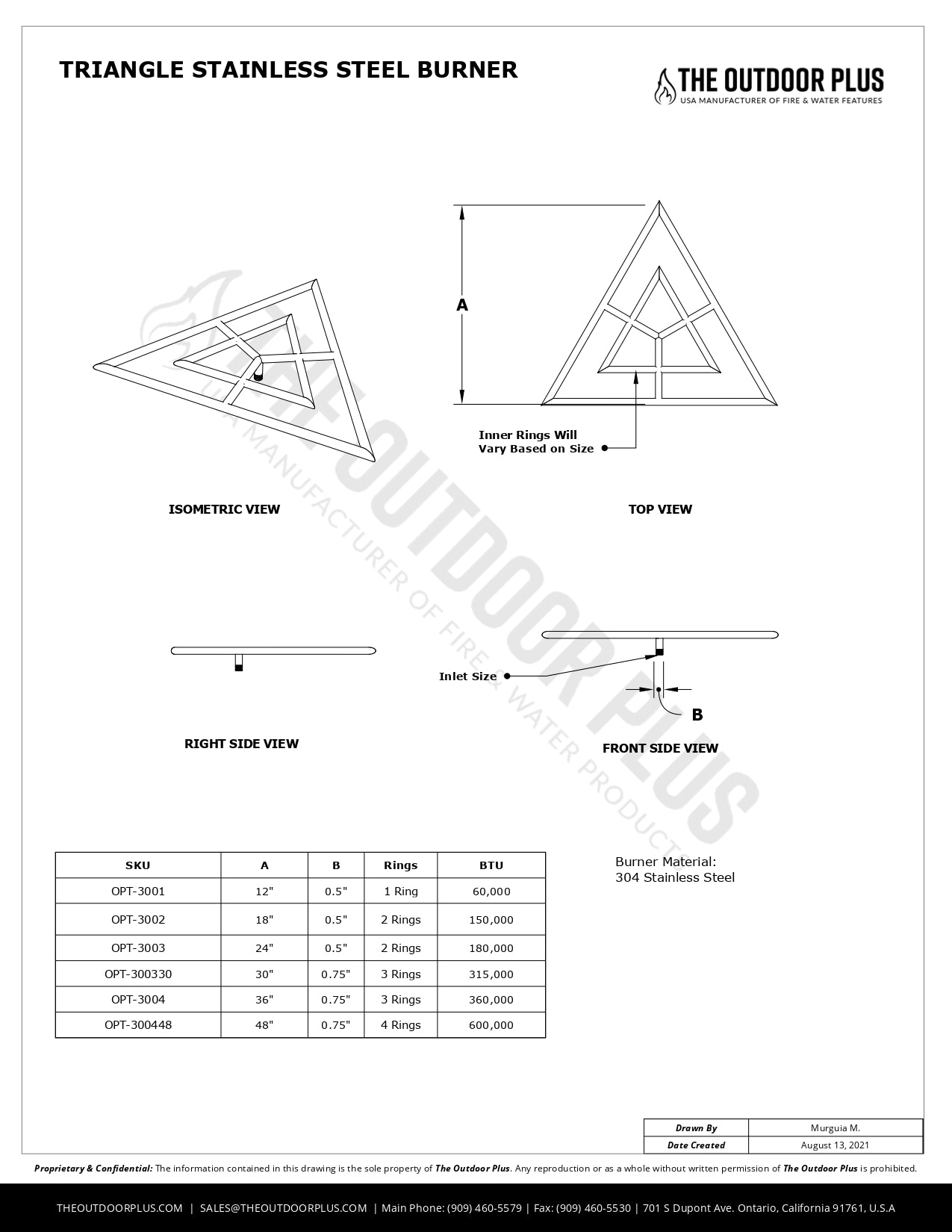 The Outdoor Plus - Triangle Stainless Steel Burner