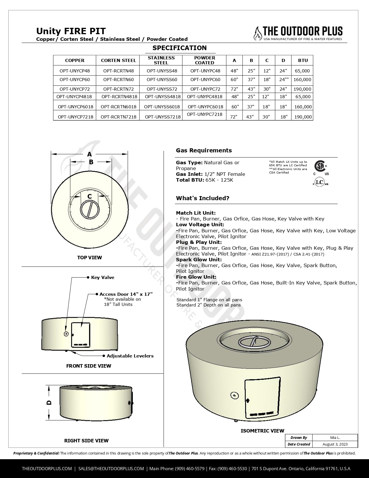 Unity Steel Fire Pit - 18" Tall by The Outdoor Plus | American Fire Features 